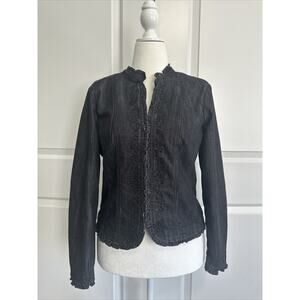 Black Denim Jacket Christopher & Banks Womens Outerwear Size Medium Blazer